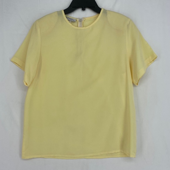 Truffles by VB Womens Small Vintage Pullover Blouse Pale Yellow Short Sleeves - Picture 1 of 6